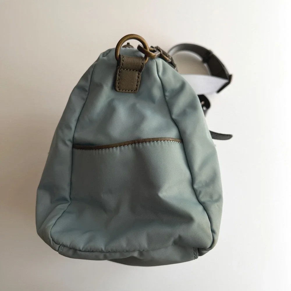 Liebeskin Berlin Nylon and Leather Sachel Hobo Powder Blue Taupe Bag Purse